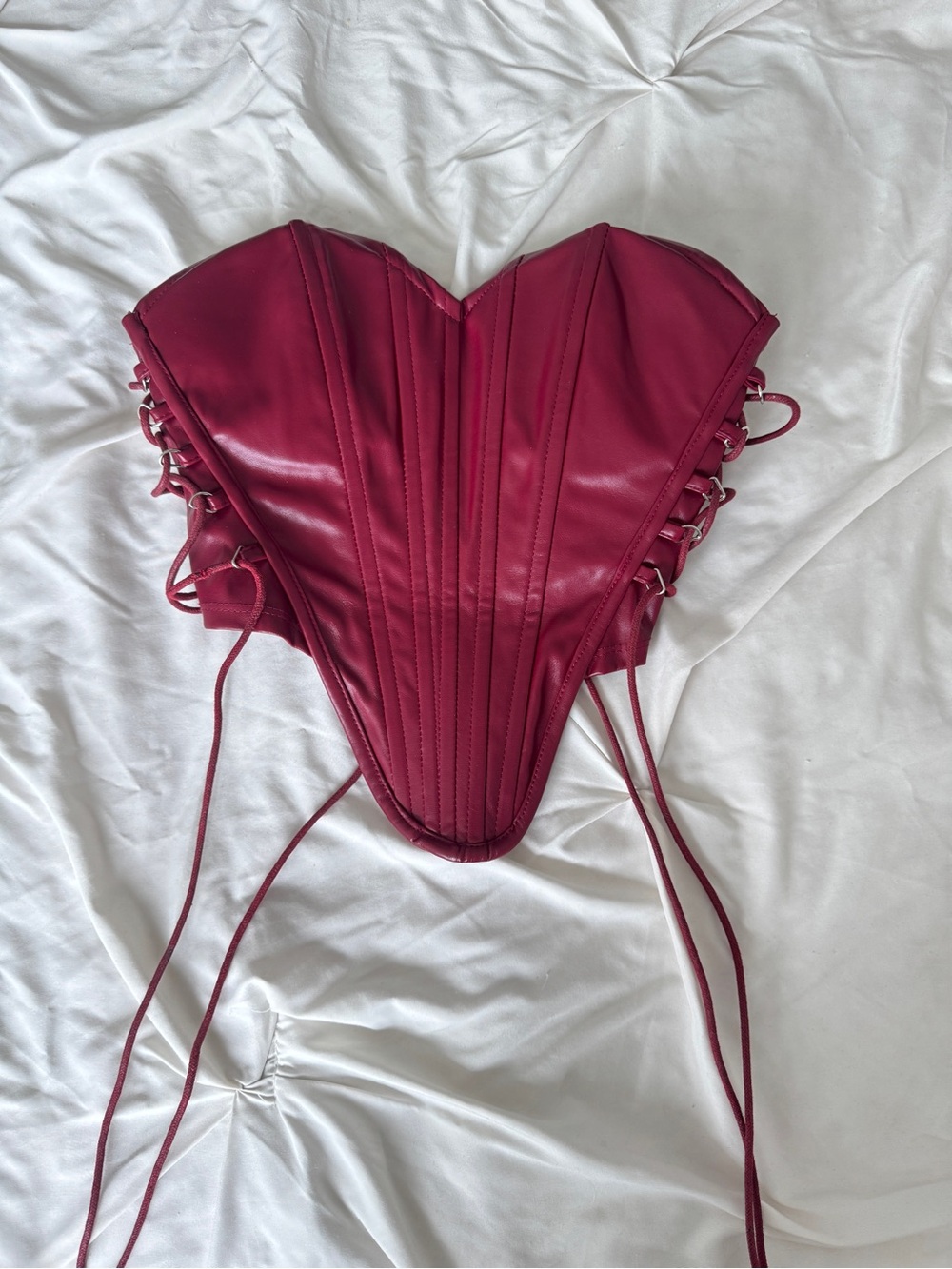 Women's Burgundy Lace-Up Corset Top